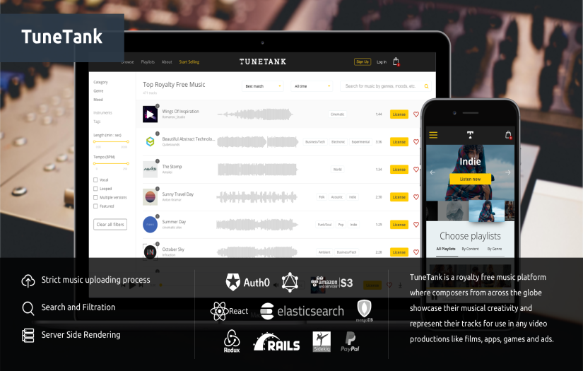 Royalty Free Music marketplace screenshot 1